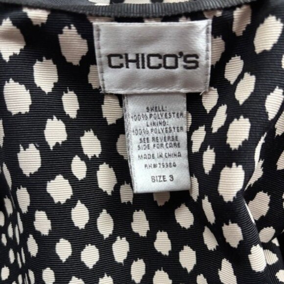 Chico's 3 XL Jacket V Neck Collared Black White Collared Smart Dot Ombre Modern - Picture 6 of 6